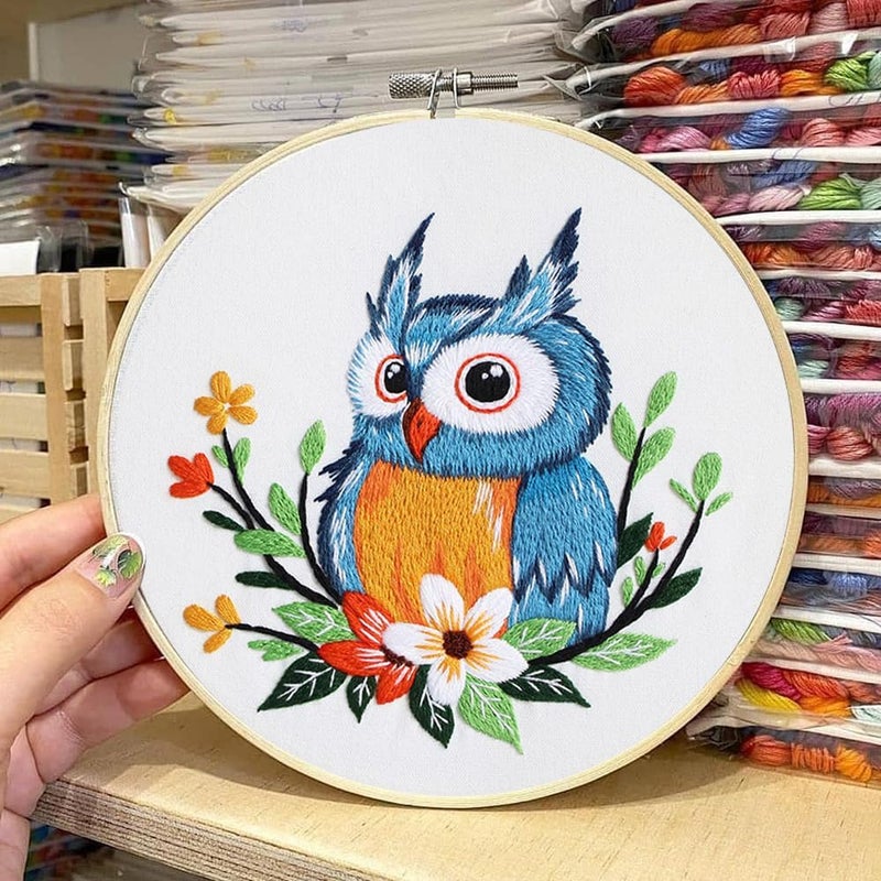 COCOMOX 3 Sets Embroidery Kit, Hand Embroidery Stiches Practice Kit for Beginners Adults, Owl Embroidery Kit Craft Lover Hand Stitch with Embroidery Skill Techniques - Image 4